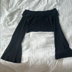 SHEIN Black Off-Shoulder Bell Sleeve Top